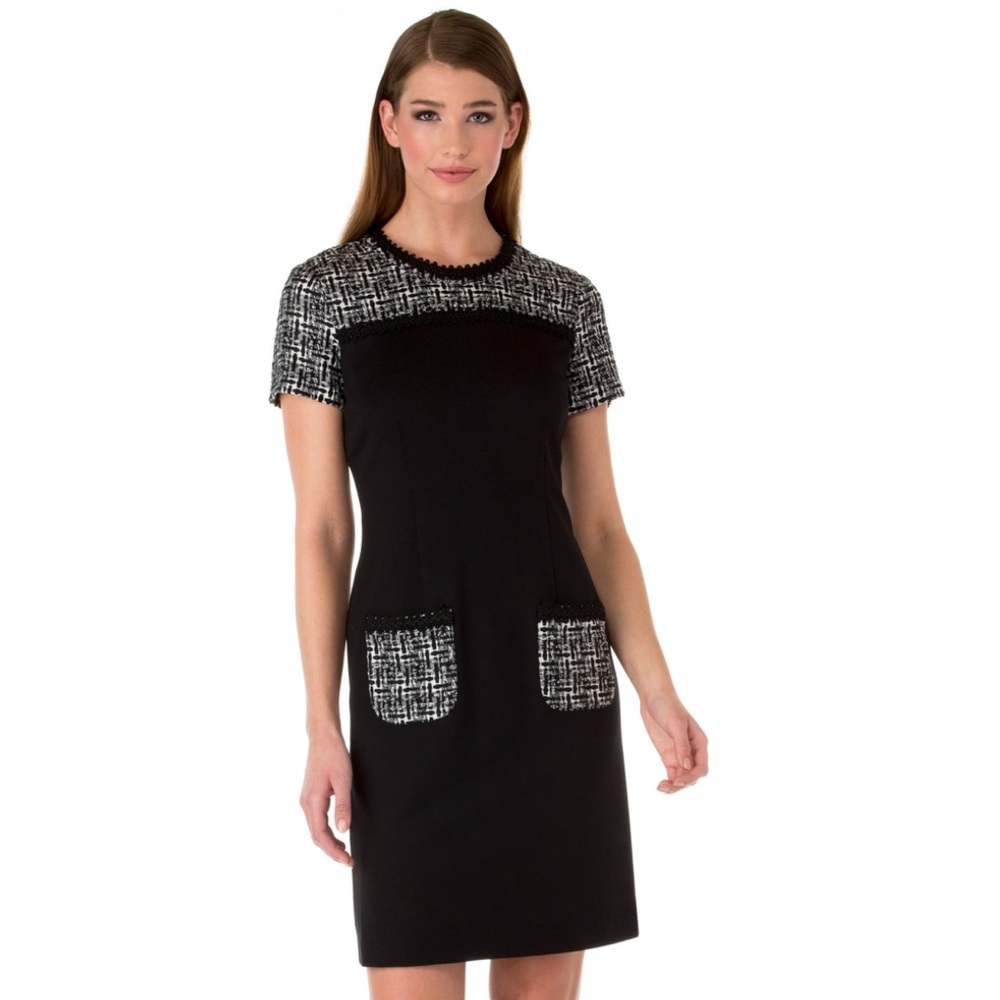 Karl Lagerfeld Paris Tweed Dress Black and White